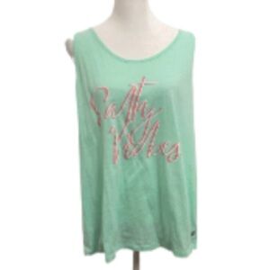 NWT Ocean Coast Aqua Fleur Salty Vibes Graphic Tank Plus Size 2X